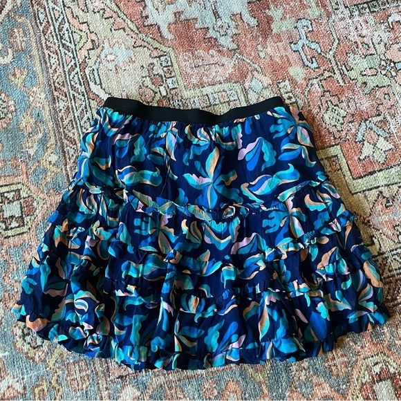 Maeve Dresses & Skirts - Maeve by Anthropologie Size Medium A-Line Ruffle Geometric Blue Skirt